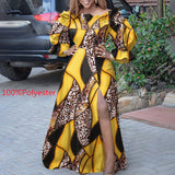 VONDA Women Vintage Long Sleeve High Slit Party Ruffled Dress Casual Vestido Oversized Robe Femme