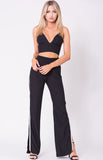 METALLIC DETAIL WIDE LEGS PANTS