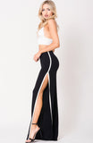 DOUBLE SLIT WIDE LEGS PANTS