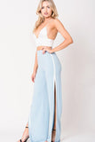 DOUBLE SLIT WIDE LEGS PANTS