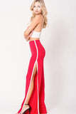 DOUBLE SLIT WIDE LEGS PANTS