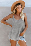 Plain Gray Metallic Knit Cami Tank