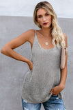 Plain Gray Metallic Knit Cami Tank