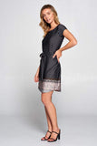 Boho Border Print Knit Dress with Waist Tie