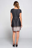 Boho Border Print Knit Dress with Waist Tie