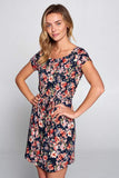 Floral Print Dress with Waist Tie
