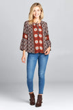 Boho Bell Sleeve Print Top