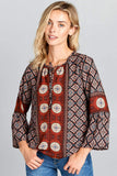 Boho Bell Sleeve Print Top