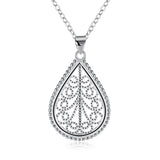 Teardrop Diamond Cut Necklace in 18K White Gold Plated with Swarovski