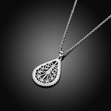 Teardrop Diamond Cut Necklace in 18K White Gold Plated with Swarovski