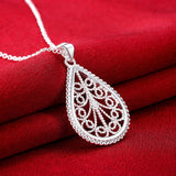 Teardrop Diamond Cut Necklace in 18K White Gold Plated with Swarovski