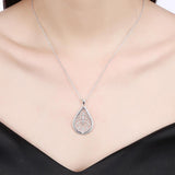 Teardrop Diamond Cut Necklace in 18K White Gold Plated with Swarovski