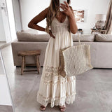 Off Shoulder Lace Patchwork Elegant Dress Women Summer V Neck Spaghetti Strap Dress Female New Fashion Solid Party Dresses