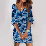 Spring Women Long Sleeve Dress V-Neck Loose T-shirt Dress Sexy Autumn Fashion Print Mini Dress Female Casual Girl Pullover Dress