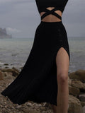 Tossy New White Knit Two Piece Women Sets Fall Ribbed Crop Top And Pleated Knitted Skirt Suits For Women Midi Dress Sets