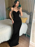 Dulzura Lace Up Women Solid Satin Maxi Dress Backless Bodycon Sexy Streetwear Party Elegant Festival Evening  Summer Outfit
