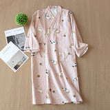 Japanese-style kimono pajamas summer new 100% cotton gauze pajamas nightgown ladies SPA yukata homewear long pajamas women