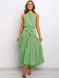Summer Long Dress Polka Dot Casual Dresses Black Sexy Halter Strapless