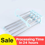 5 in 1 Pant Rack Hanger for Clothes Organizer Multifunction Shelves Closet Storage Organizer StainlessSteel Folding clothes hang