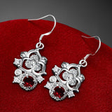Drop Earring in 18k White Gold Plated with Swarovski Crystals