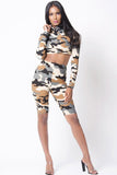 CAMO PRINT LONG SLEEVE CROP SET
