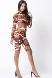 CAMO PRINT LONG SLEEVE CROP SET