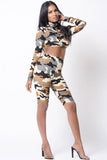 CAMO PRINT LONG SLEEVE CROP SET