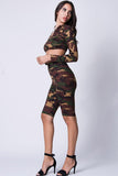 CAMO PRINT LONG SLEEVE CROP SET