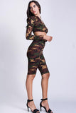 CAMO PRINT LONG SLEEVE CROP SET
