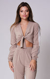 SELF TIE COLOR BLOCKED TWO PIECE SET