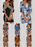 Spring Women Long Sleeve Dress V-Neck Loose T-shirt Dress Sexy Autumn Fashion Print Mini Dress Female Casual Girl Pullover Dress