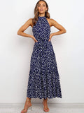 Summer Long Dress Polka Dot Casual Dresses Black Sexy Halter Strapless