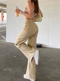 HEYounGIRL Khaki Casual High Waist Jeans Women Pocket Elegant Straight Denim