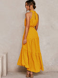 Summer Long Dress Polka Dot Casual Dresses Black Sexy Halter Strapless