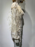Sexy V-neck Beaded Dress Beaded Long Sleeve Feather Wine Dress Fashion Luxury Dubai Feather Party Dress