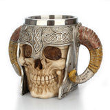 Stain resistant Steel Skull Mug Viking Ram Horned Pit Lord Warrior