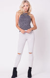TWO TONE KNIT CROP TOP