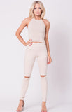 TWO TONE KNIT CROP TOP