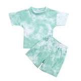 Infant Baby Girls Tie-dye Printed Clothes Sets For 1-5Y Summer Short Sleeve Print Boy T Shirts Tops+Shorts Pants Kids Boy Suits