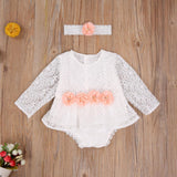 0-24 Months  Newborn Baby Girl Flower Clothes Long Sleeve Lace Romper Dress One-Pieces Outfit - shopwishi 