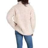 Urban Diction Beige Sherpa Quarter-Zip Pullover