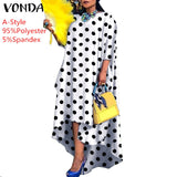 VONDA Autumn Women Dress 3/4 Sleeve Robe Femme Vintage Printed Holiday Party Dress Irregular Hem Long Vestidos Oversized