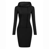 Women Polyester Long Sleeve O Neck Hooded casual Dress
