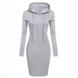 Women Polyester Long Sleeve O Neck Hooded casual Dress