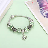 Green Swarovski Elements Pandora Inspired Snowflake Pendant Charm