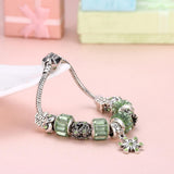 Green Swarovski Elements Pandora Inspired Snowflake Pendant Charm