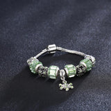 Green Swarovski Elements Pandora Inspired Snowflake Pendant Charm
