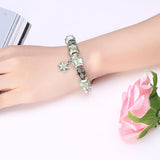 Green Swarovski Elements Pandora Inspired Snowflake Pendant Charm