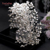YouLaPan Pearl Rhinestone Tiara - Wedding Headpiece