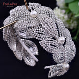 YouLaPan Pearl Rhinestone Tiara - Wedding Headpiece
